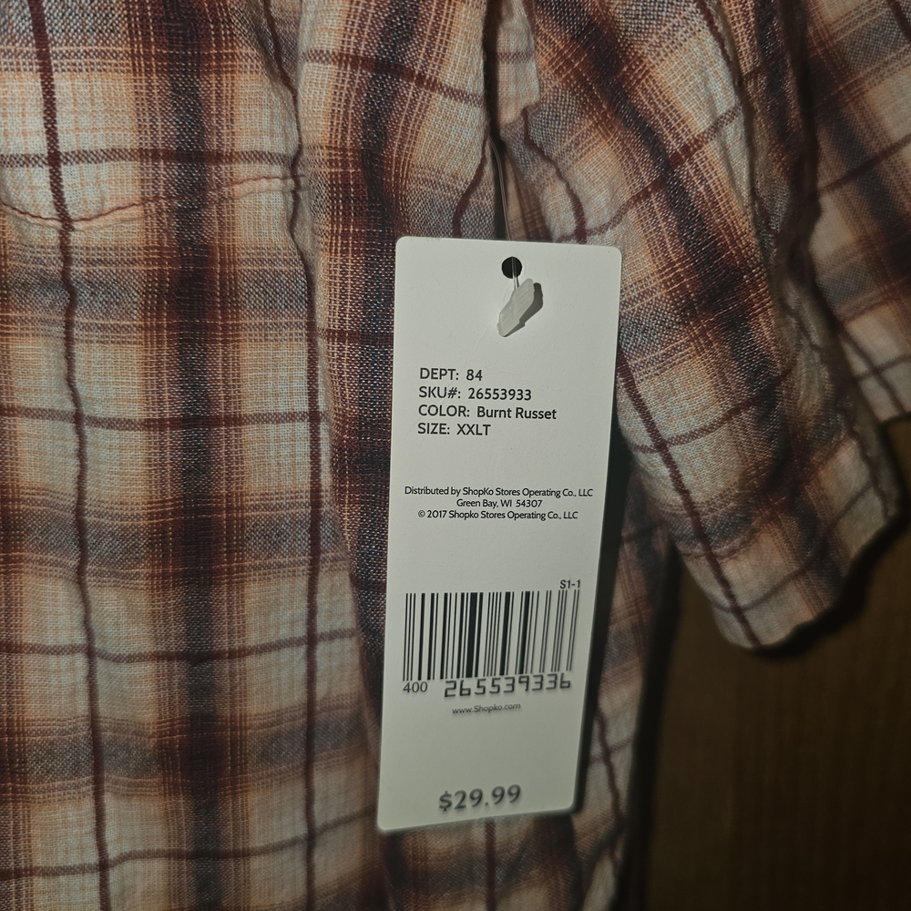 Arrow Short-Sleeve Plaid Button-Down Shirt - Brown & Cream - Picture 2 of 3